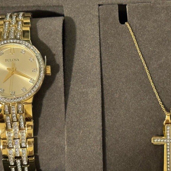 BULOVA -Gold and Diamond Chain & Watch Gift Set. main image 15